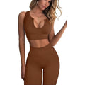 2-Piece Set: Ribbed Seamless Crop Tank High Waist Yoga Leggings by DailySale