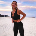 2-Piece Set: Ribbed Seamless Crop Tank High Waist Yoga Leggings by DailySale