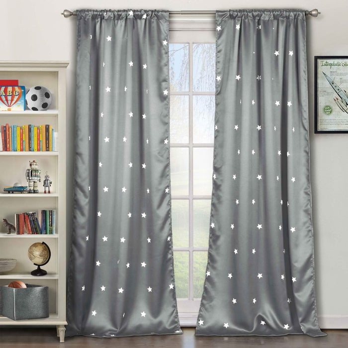 2-Piece Set: Stars Blackout Window Curtain Pair Panel by DailySale