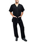 2-Piece Set: Unisex Cotton-Blend V-Neck Scrubs Top & Pants - Assorted Sizes by DailySale
