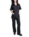 2-Piece Set: Unisex Cotton-Blend V-Neck Scrubs Top & Pants - Assorted Sizes by DailySale