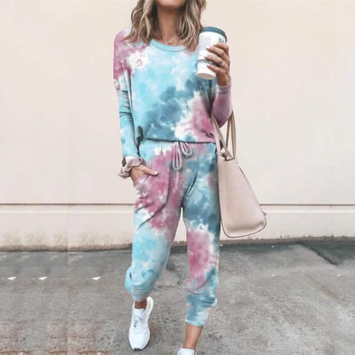 2-Piece Set: Women's Basic Tie Dye Sweatshirt Tracksuit Pants Sets by DailySale