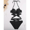 2-Piece Set: Women's Swimwear Bikini Push Up Open Back Solid Color by DailySale