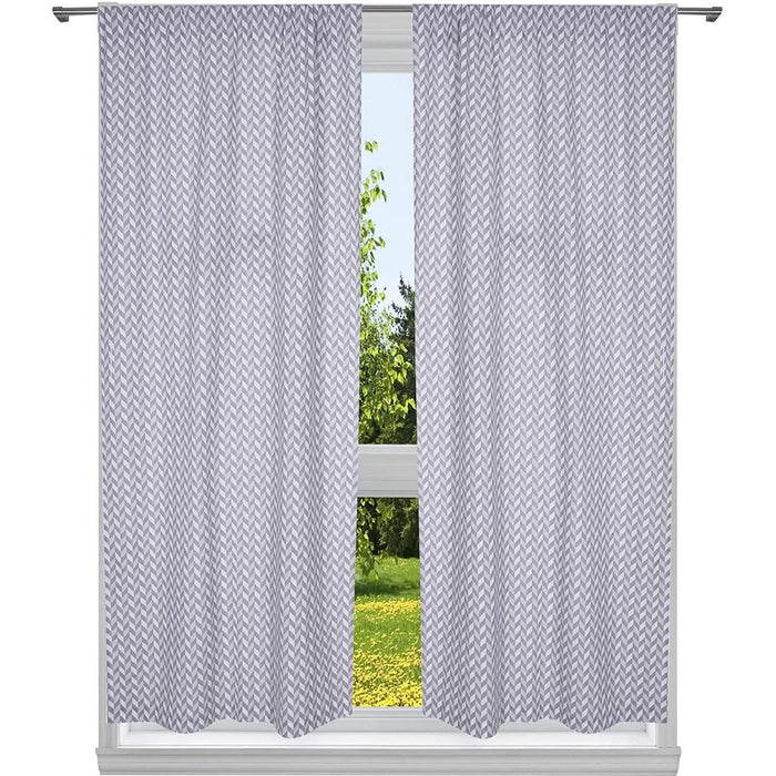 2-Piece Set:100% Cotton Chevron Print Blackout Window Curtain Pair Panel by DailySale