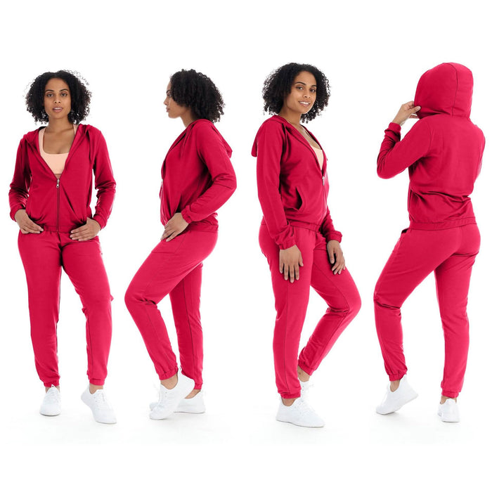 2-Piece: Women's Athleisure Fleece Jogger Sweatpants and Hoodie with Pocket Set by DailySale