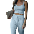 2-Piece: Women's Casual Outfit Ribbed Spaghetti Strap Top Ankle Length Joggers Sets by DailySale