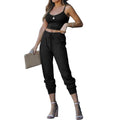 2-Piece: Women's Casual Outfit Ribbed Spaghetti Strap Top Ankle Length Joggers Sets by DailySale