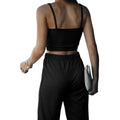 2-Piece: Women's Casual Outfit Ribbed Spaghetti Strap Top Ankle Length Joggers Sets by DailySale