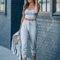 2-Piece: Women's Casual Outfit Ribbed Spaghetti Strap Top Ankle Length Joggers Sets by DailySale
