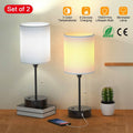 2-Pieces: Bedside Lamps 3 Color Modes USB C+A AC Output Ports Pull Chain by DailySale