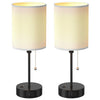 2-Pieces: Bedside Lamps 3 Color Modes USB C+A AC Output Ports Pull Chain