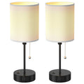 2-Pieces: Bedside Lamps 3 Color Modes USB C+A AC Output Ports Pull Chain by DailySale