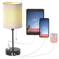 2-Pieces: Bedside Lamps 3 Color Modes USB C+A AC Output Ports Pull Chain by DailySale