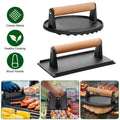2-Pieces: Cast Iron Grill Press Pre-Seasoned Steak Weights Smash Burger Press by DailySale