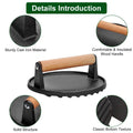 2-Pieces: Cast Iron Grill Press Pre-Seasoned Steak Weights Smash Burger Press by DailySale