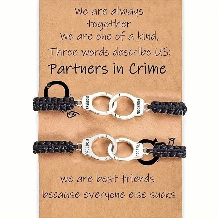 2-Pieces: Classic Vintage Handcuff Charm Friendship Bracelets by DailySale