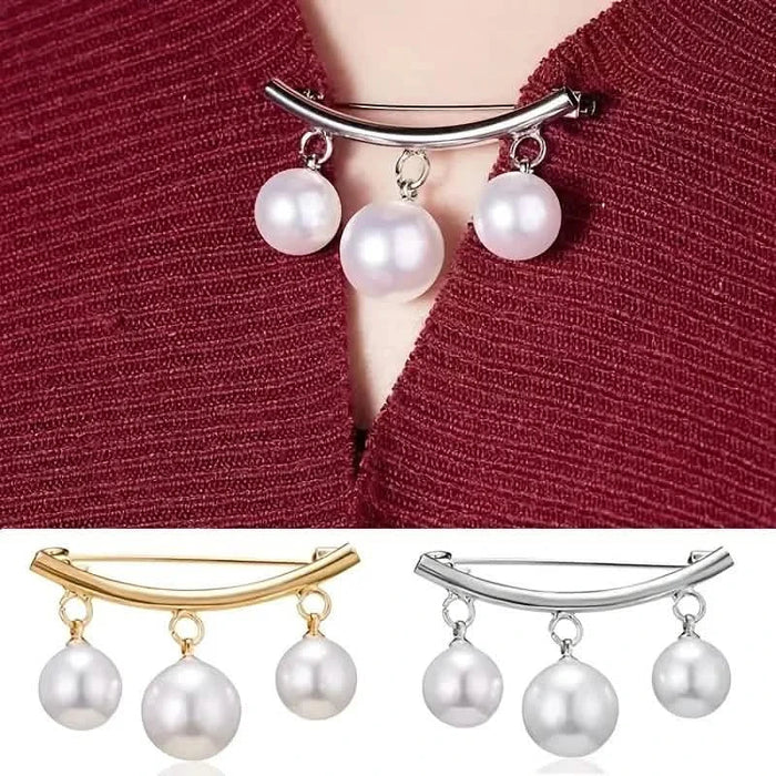 2-Pieces: Faux Pearl Neck Tie Pin Buckle Faux Pendant by DailySale