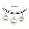 2-Pieces: Faux Pearl Neck Tie Pin Buckle Faux Pendant by DailySale
