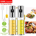 2-Pieces: Oil Dispenser Mister Refillable Stainless Steel Glass Vinegar with Measurement Oil Control Diet by DailySale