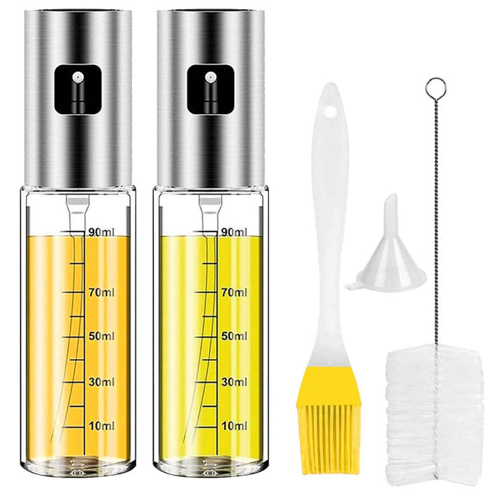 2-Pieces: Oil Dispenser Mister Refillable Stainless Steel Glass Vinegar with Measurement Oil Control Diet by DailySale