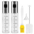 2-Pieces: Oil Dispenser Mister Refillable Stainless Steel Glass Vinegar with Measurement Oil Control Diet by DailySale
