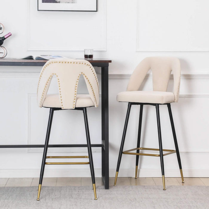 2-Pieces Set: Contemporary Upholstered Barstool by DailySale