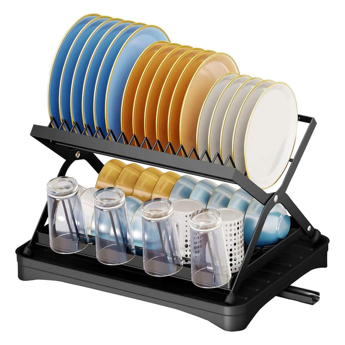2-Tier Dish Drying Rack with Cup Holder and Drainboard by DailySale