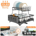 2-Tier Dish Rack Drainer Organizer Set with Utensil Cup Holder Rack Swivel Spout by DailySale