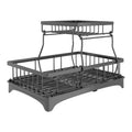 2-Tier Dish Rack Drainer Organizer Set with Utensil Cup Holder Rack Swivel Spout by DailySale