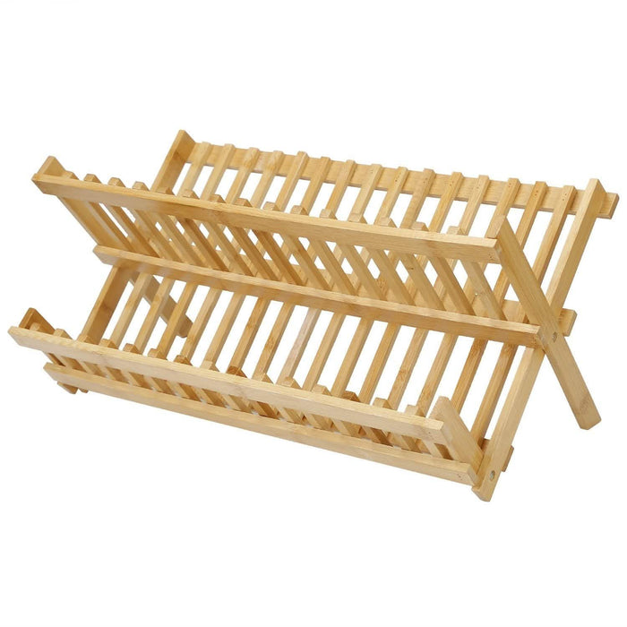 2-Tier Foldable Bamboo Dish Drying Rack by DailySale