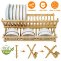 2-Tier Foldable Bamboo Dish Drying Rack by DailySale