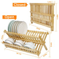 2-Tier Foldable Bamboo Dish Drying Rack by DailySale