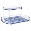 2-Tier Turntable Organizer Rectangular Refrigerator Spinner Storage Rack with 360° Rotatable Slide Rail by DailySale