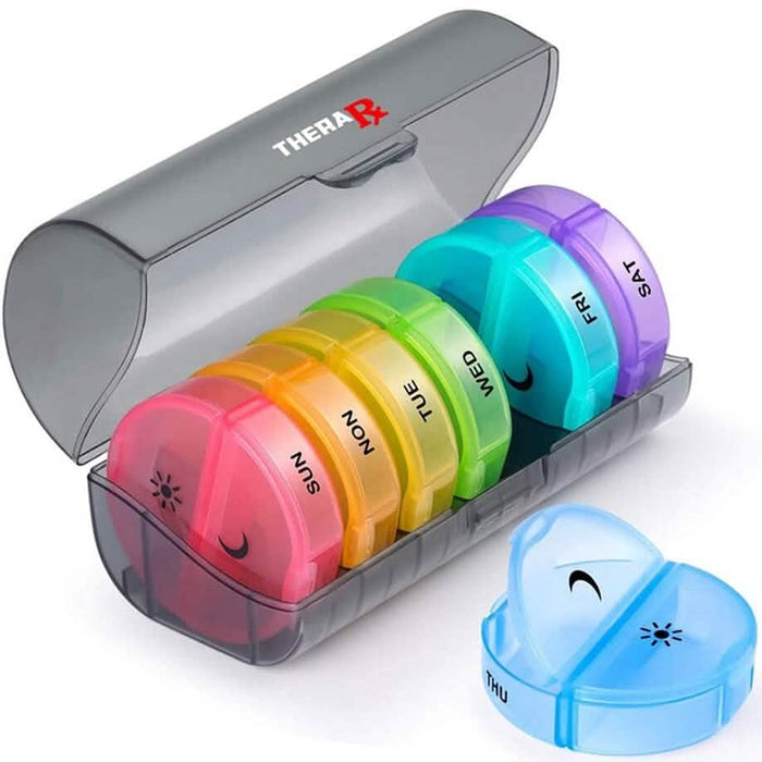 2 Times A Day AM PM Weekly Pill Organizer Large Daily Pill Box With Black Case For Travel by DailySale