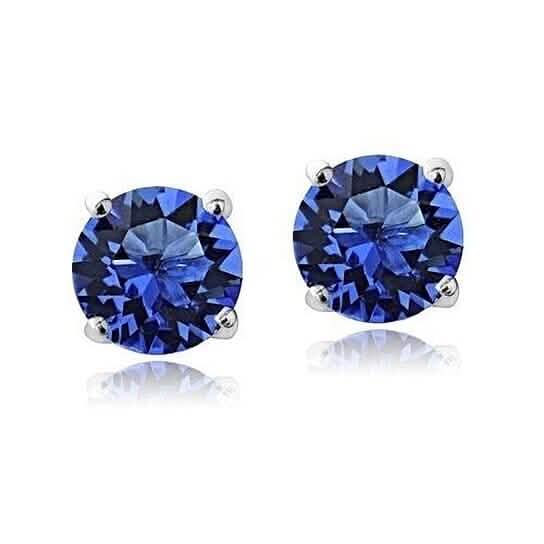 2.00 Cttw 18k White Gold Filled High Polish Finish Round Crystal Blue Stud Earrings by DailySale