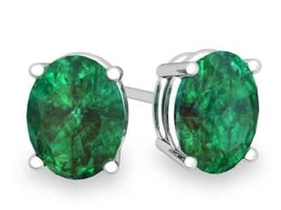 2.00 CTTW Emerald Oval Cut Studs in Sterling Silver by DailySale