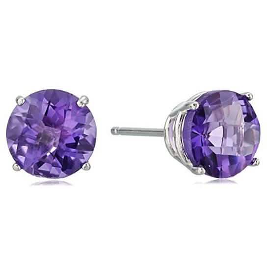 2.00 CTTW Solid Sterling Silver Round Cut Amethyst Studs by DailySale