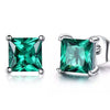 2.00 CTTW Sterling Silver Emerald Princess Cut Studs