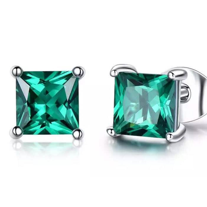2.00 CTTW Sterling Silver Emerald Princess Cut Studs by DailySale