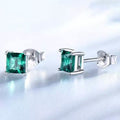 2.00 CTTW Sterling Silver Emerald Princess Cut Studs by DailySale