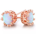 2.00 CTW Genuine Opal Crown Stud Earrings by DailySale