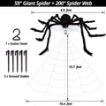 200" Halloween Spider Web and 59" Giant Spider Decoration by DailySale