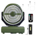 20000mAh Rechargeable Oscillating Camping Fan with Flashlight Hanging Hook Remote Control by DailySale