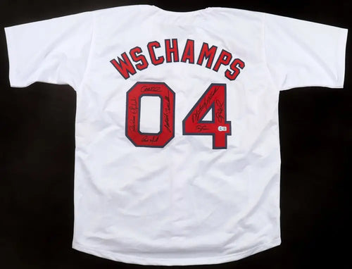 "2004 World Series Champions" Jersey Signed By (10) With Orlando Cabrera, Pokey Reese, Keith Foulke, Terry Francona (Beckett) Boston Red Sox by Price Is Right Miami