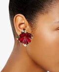 Inc International Concepts Gold-Tone Red Flower Stud Earrings by Vanessa Jane