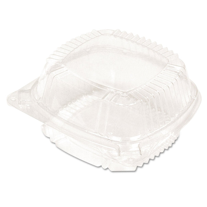 Pactiv Evergreen ClearView SmartLock Hinged Lid Container, Hoagie Container, 11 oz, 5.25 x 5.25 x 2.5, Clear, Plastic, 375/Carton