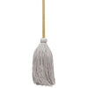 Boardwalk Cotton Deck Mop, 12 oz White Cotton Head, 50" Brown Wood Handle, Dozen