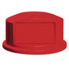 Rubbermaid Round BRUTE Dome Top with Push Door, For 44-Gallon Containers, 24.81" Diameter x 12.63h, Red