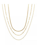 Unwritten 14K Gold Flash Plated 3-Pieces Layered Chain Necklace Set by Vanessa Jane