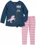 Kids Headquarters Toddler Girls Tie-Front Top and Striped Leggings Set, 2T by Vanessa Jane